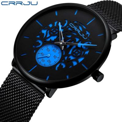 China Automatic Date Crrju 2150B Brand New Used Chronograph Mesh Luxury Crrju Watch Steel Men Quartz Watches for sale