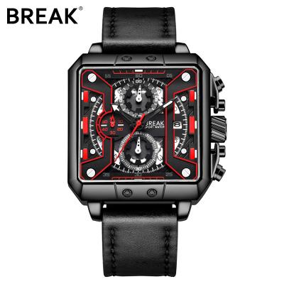 China CUT 5645 Quartz Casual Leather Rectangle Water Resistant Automatic Date Fashion Men's Custom Automatic Watch for sale