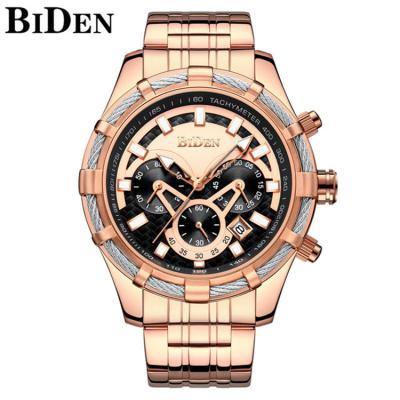 China Cheap fancy mens day/date BIDEN 0117 quartz watches stainless steel strap waterproof best mens watches brand for sale