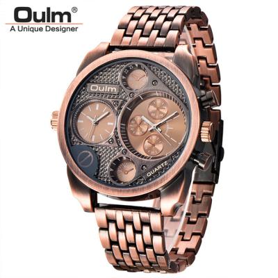 China OULM 9316 Multiple Time Zone Strap Men Watch Japan Movement Multiple Time Zone Water Resistant Steel Quartz Watched for sale