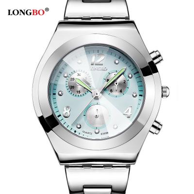 China Luxury calendar LONGBO 8399 brand watch women fashion stainless steel quartz full watch ladies for sale