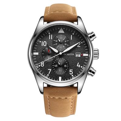 Chine OCHSTIN GQ043B Automatic Date Wristwatch With Leather Strap Sports Military Watch Shape Custom Logo Men's Watch à vendre