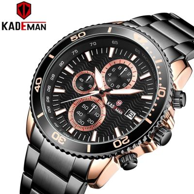 中国 High Quality Automatic Date KADEMAN 861 Men's Quartz Watches Chronograph Calendar Fashion Steel Straps For Mens Watches 販売のため