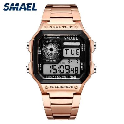 China SMAEL 1818 Automatic Single Date Mens Digital Watches Classic 50m Waterproof Analog Double Date Watch Display Stand for sale