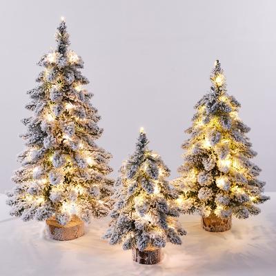 China Wholesale Cute Mini 45cm60cm75cm Artificial Prelit PVC Flocked Decorative Christmas Tree For Holiday Display for sale