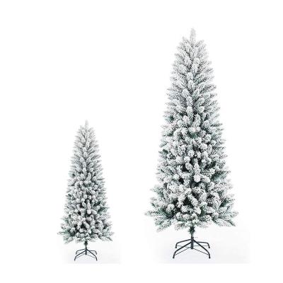 China PVC& Wholesale Outlet 180cm 210cm 240cm 400cm LED Light PVC Christmas Tree White Snow Decoration PE Factory Artificial Christmas Tree for sale