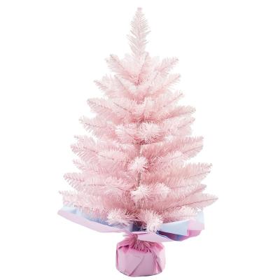 China Small PVC Mini Pink Christmas Tree Artificial Christmas Tree Table Ornaments for Holiday Home Office Christmas Decorations for sale