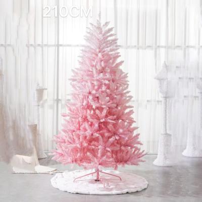 China PVC/PE/PET Wholesale Best Selling Holiday Decoration Home Decor 150cm 180cm Pink Flocking PVC Christmas Tree 210cm for sale