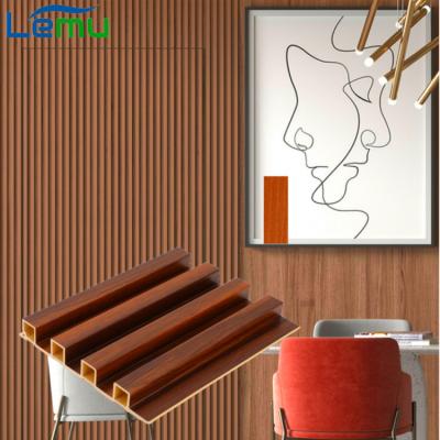 China Modern Household Decoration Slat Interiored Nano PVC Wood Effect Fluted Wall Panel for sale