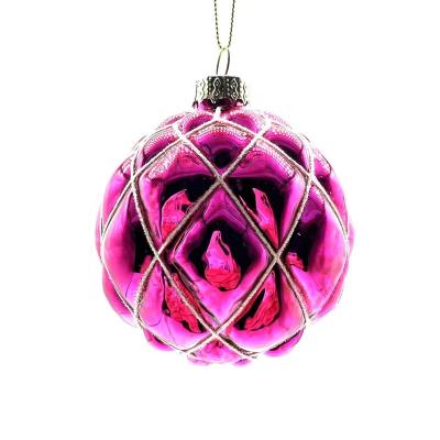 China Decorative Strong and Durable Glass Christmas Tree Ornaments Hand Blown Glass Ball Ornament for sale