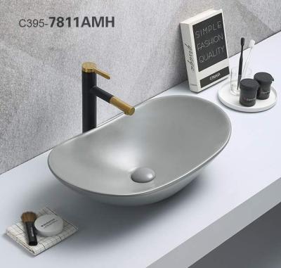 China High Tempreture 1st Times Gloss Firing Gloss Matte Gray Bathroom Sink Sanitary Ware Manufacturer Above Counter Basin for sale