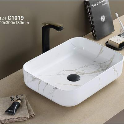 China High Tempreture 1st Times Firing Foshan Glaze Porcelain Bathroom Vanity Counter Top Washroom Ceramic Basin Artificial Marble Sink Liner for sale