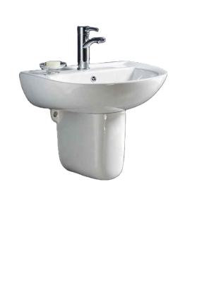 China Single Hole Bathroom Hand Basin High Tempreture 1st Times Firing Gloss Washroom Ceramic Pedestal Sink With Pedestal Rack for sale