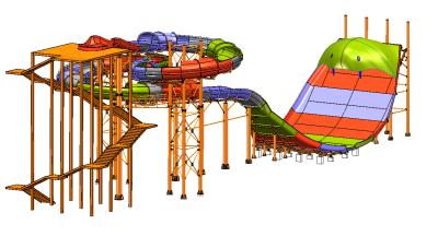 China Large Water Amusement Park Outdoor Water Slides Platform 59.06 Feet for sale