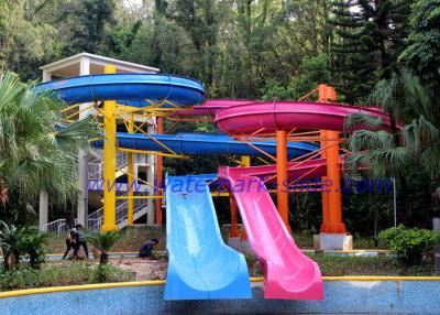 China Water Park Fiberglass Water Slide , Open Spiral Amusement Park Water Slides for sale