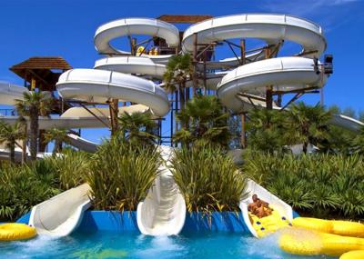 China Huge Fiberglass Aqua Water Slide Water Park Equipment in White , Rose , Yellow for sale