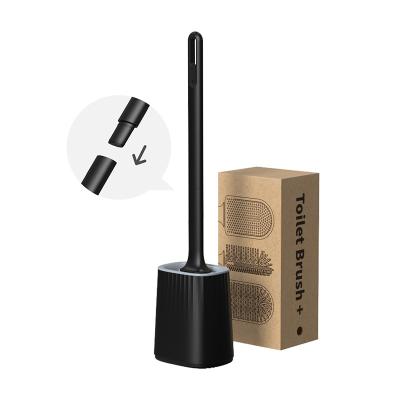 China Durable Toilet Brush And Holder Set For Flexible Bathroom Toilet Bowl Brush Head With Silicone Bristles for sale