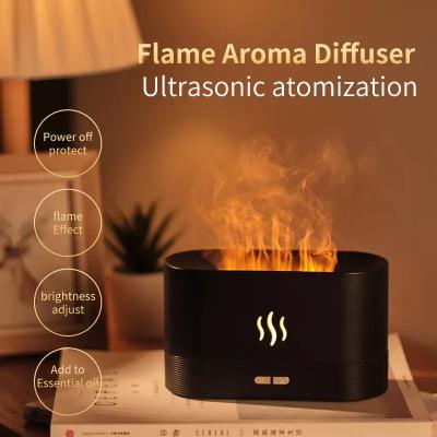 China Portable Mini Size Usb Rechargeable Fire Air Humidifier Led Night Light Aroma Diffuser Cool Mist Ultrasonic Flame Fire Humidifier for sale