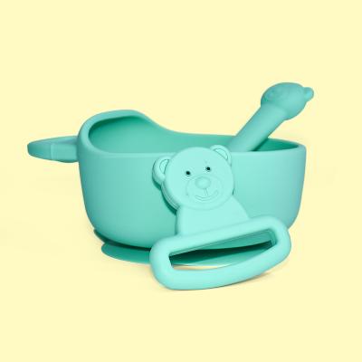 China Legenday Food Grade BPA Free Custom Suction Silicone Feeding Set Silicone Baby Bowl With Spoon for sale