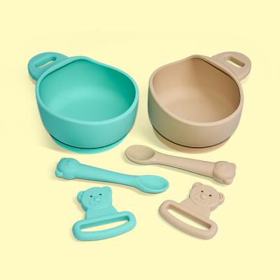 China 100% Eco-friendly Wholesale Legenday Baby Feeding Spoons Food Grade Set Soft Suction Silicone Baby Bowl And Spoon for sale