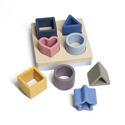 China 100% eco-friendly single box silicone montessori shape colors new arrival geometric shape puzzle games for sale