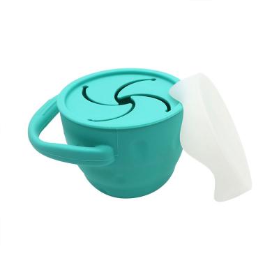 China BPA Free No Spil Silicone Snack Cup Kids Snack Cup Baby Toddler Silicone Snack Cup With Handle 2 for sale