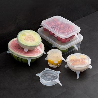 China Custom Multifunctional Non-Reusable Spill For Universal Container Bowl Square Round Waist Set Silicon Stretch Lid Cover for sale