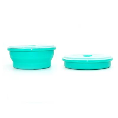 China 400ML Sustainable Portable Food Storage Travel BPA Free Silicone Collapsible Bowl With Lid for sale