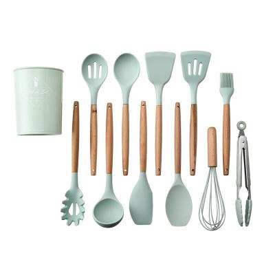 China Food Grade Pot Spatula 12 Silicone Cookware Set Eco Friendly Reusable High Temperature Resistant Resistant Kitchen Utensil Set for sale