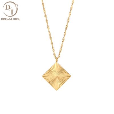 China New Style Design 18K Gold Plated Minimalist Necklace Stainless Steel Geometric Rhombus Pendants Necklace for sale