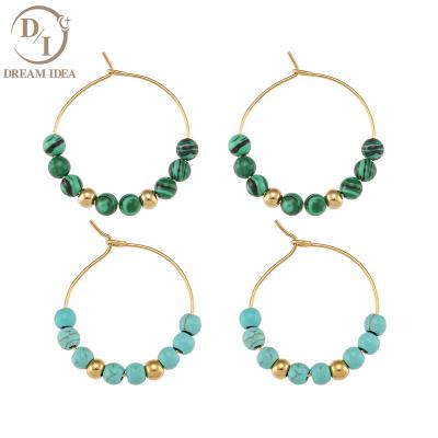 China New Style FASHIONABLE Bohemian Gold Plated Circle Earring Amazonite Natural Stone Gemstone Beaded Circle Earrings for sale