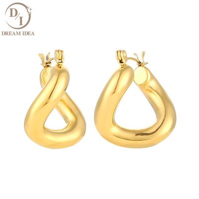 China 2021 Minimal New Design 18k Stainless Steel PVD Plating Gold Earring Wave Shape Geometric Charm Earring for sale