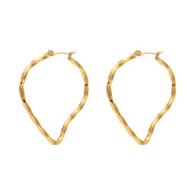 China Minimalist Personalized 18K Gold Plated Stainless Steel Hoop Earring Love Heart Twist Circle Jewelry Earring for sale