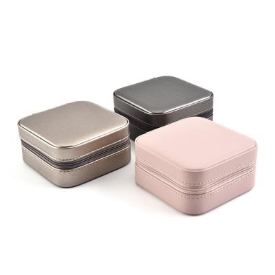 China Minimalist Custom Portable Earring Necklace Ring Jewelry Packaging Box Velvet Leather Jewelry Organizer for sale