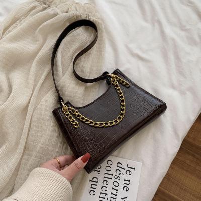 China 2021 New Women's Wholesale Fashion PU Shoulder Handbag Armpit Chain Diagonal Bag for sale