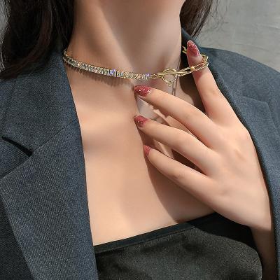 China FASHION Zircon Splicing Geometric Necklace Korea Fashion Clavicle Chain Fashion Neck Chain Necklace for sale