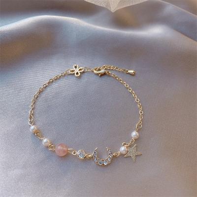 China Other Cute Gold Charm Chain Bracelet with Star Bead Beads for Women Fashion Jewelry for sale