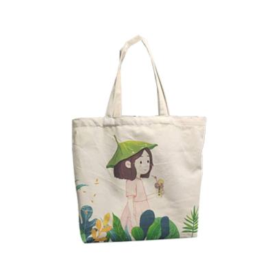 China Eco-friendly Reusable Organic 100% Plain Cotton Custom Women Blank Canvas Tote Shopping Bag Lady Shoulder Bag for sale