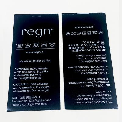 China Other Satin Garment Care Label Fabric,  Washing Instructions Printing Fabric Woven Label for sale