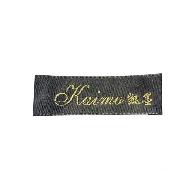 China Other Cheap Folded Woven Clothing Size Label Neck Satin Woven Label Custom Logo for sale