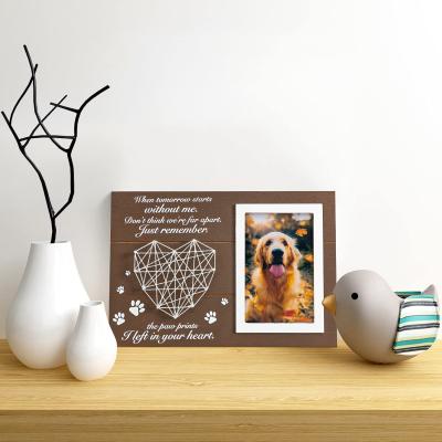 China Wall Mounted Memorial Pet Picture Frame Gift Souvenir Condolence Frame Pet Photo Frame Wooden Photo Frame for sale