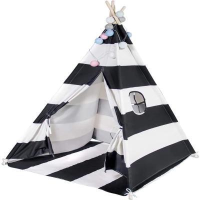 China Wholesale Indoor Folding Castle Children's Tent Princess Indoor And Outdoor Tent Cotton Folding Striped Children's Play Tent for sale