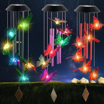 China Bestselling Amazon Garden Led Solar Iron Pipe Green Hummingbird Wind Rings Solar Garden Light Led Garden Light Christmas Gifts for sale