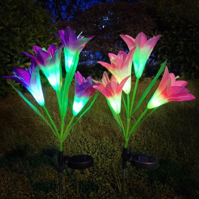 China Residential 2 Pack Led Solar Lily Outdoor Lights Christmas Gifts Amazon Garden Best Seller Light for sale