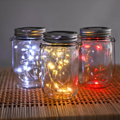 China Wholesale Garden Set Outdoor Waterproof Decorative Yard 20led Solar Mason Jar Light With Lids Halloween Christmas Gifts for sale