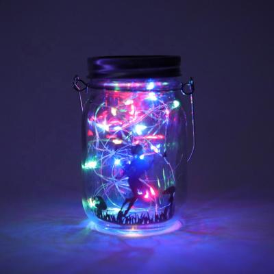 China New 10led Solar Garden Light Mason Jar Light Halloween Christmas Outdoor Waterproof Solar Garden Gift for sale