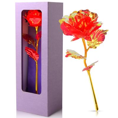 China Amazon 24k Rose Simulation Flower Automotive Red Valentine's Day New Year Wedding Anniversary Bestselling Creative Gift for sale