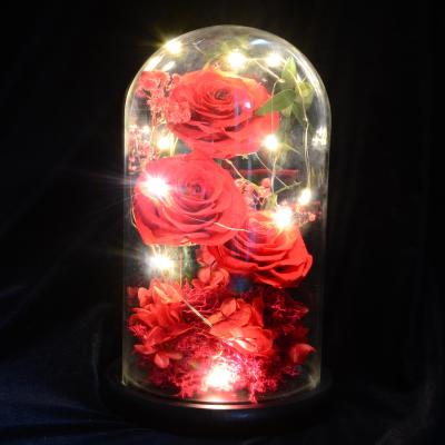 China Barber Shop Valentine's Day Gifts Rose Led Light Eternal Flower Artificial Rose Gifts Women's Gifts for sale