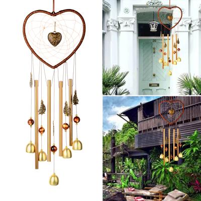 China Amazon Minimalist Bestselling Trends Dreamcatcher Heart Shaped Wind Chimes Garden Room Decoration Souvenir Pendant Wind Chimes for sale