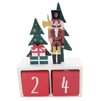 China Wooden Christmas Decoration Advent Calendar Block Nutcracker Countdown Calendar for Christmas Decorations for sale